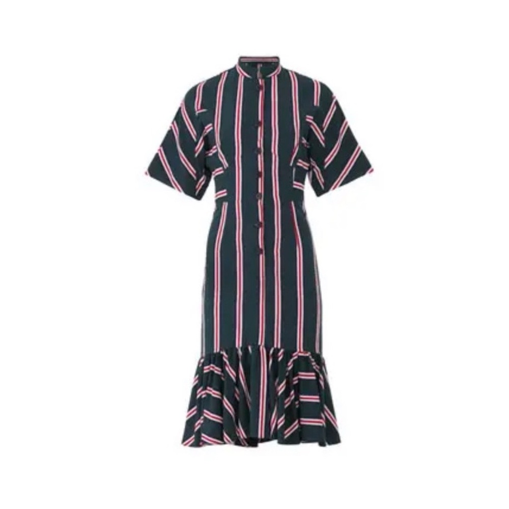 Tome Short Sleeve Mermaid Striped Button Up Dress Size 10